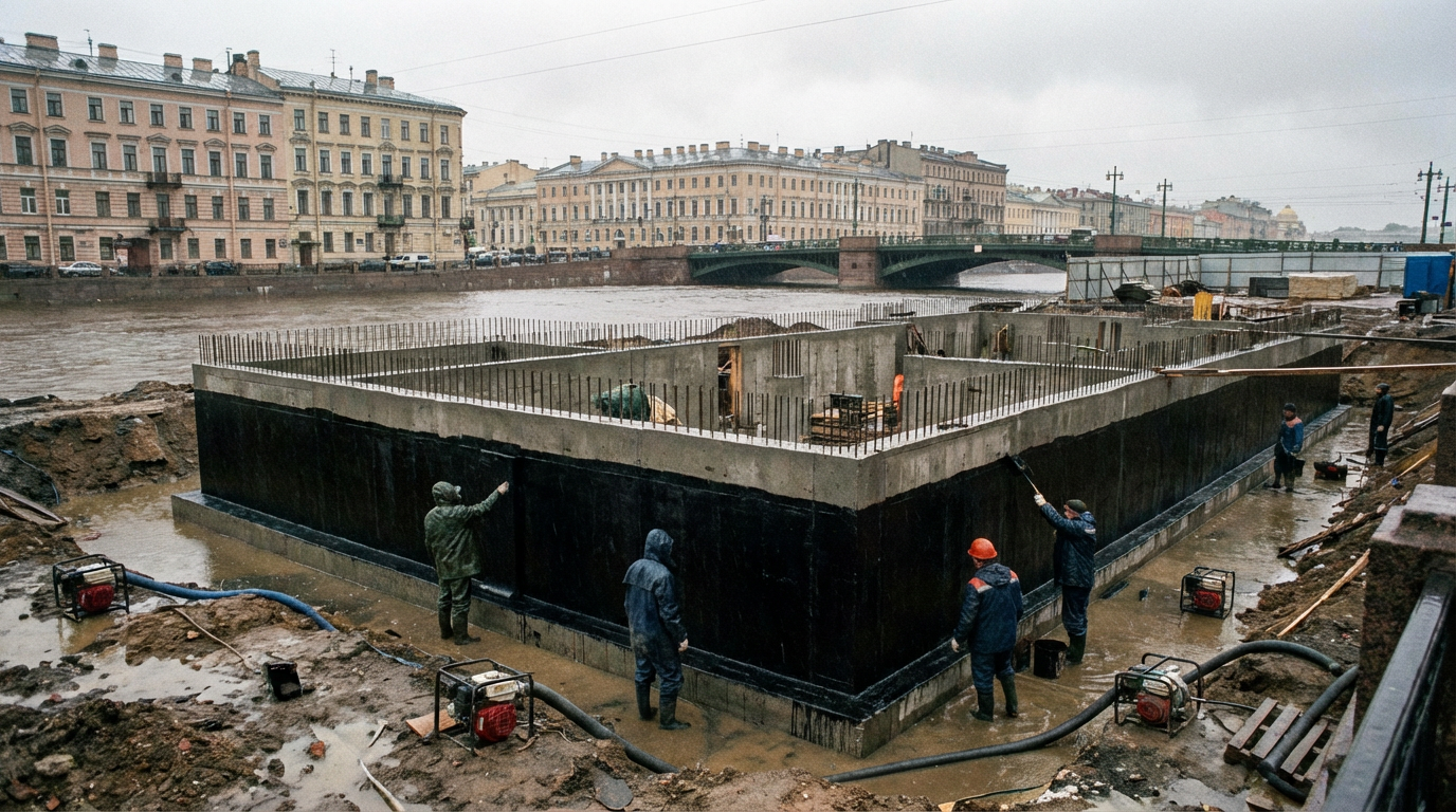 Гидроизоляция фундаментов в Санкт-Петербурге: борьба с высоким УГВ