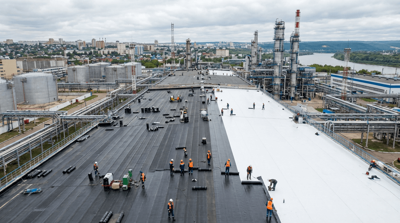 Гидроизоляция кровель промышленных зданий в Уфе